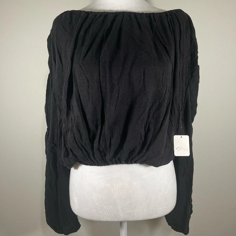 NWT Free People In a Dream Ruched Linen Blend Crop Top - Picture 3 of 10